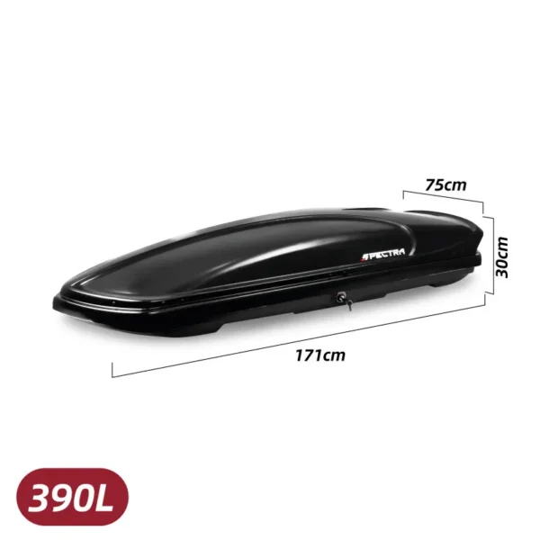 Baúl portaequipajes 390L Negro Brillante