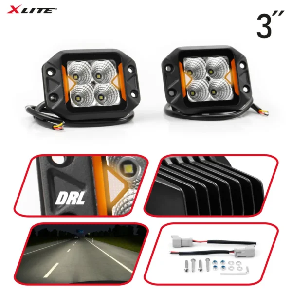 Lámparas LED de 3″ (PAR) cubos con DRL empotrables