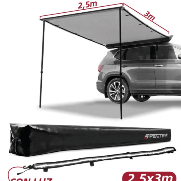 Toldo lateral gris 2.5×3 metros