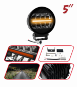 Lámparas LED de 5″ (UNIDAD) redondas con DRL naranja