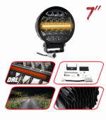 Lámparas LED de 7″ (UNIDAD) redondas con DRL naranja